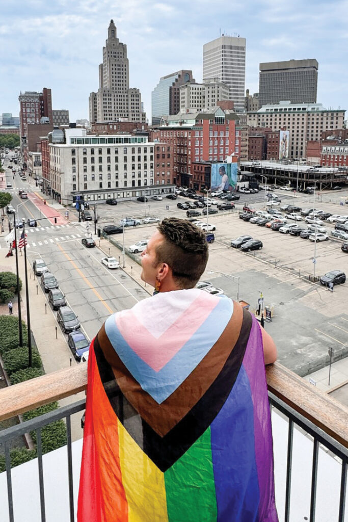 Person with pride flag